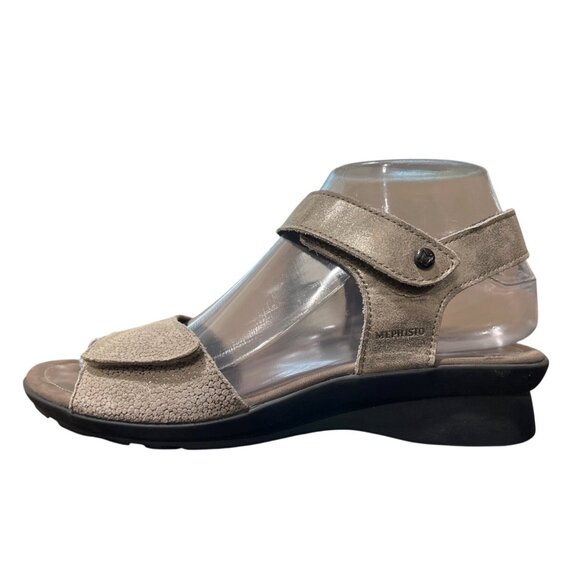 Mephisto Pattie Sandal Taupe Monaco and Artic Metallic Womens Size 37 / US 7 - Picture 1 of 9